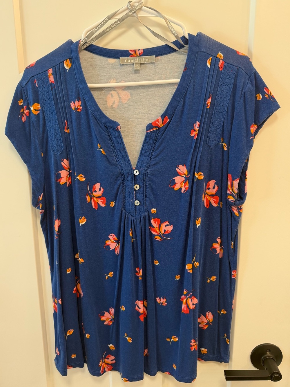 Daniel Rainn Navy Blue Floral Henley Tunic